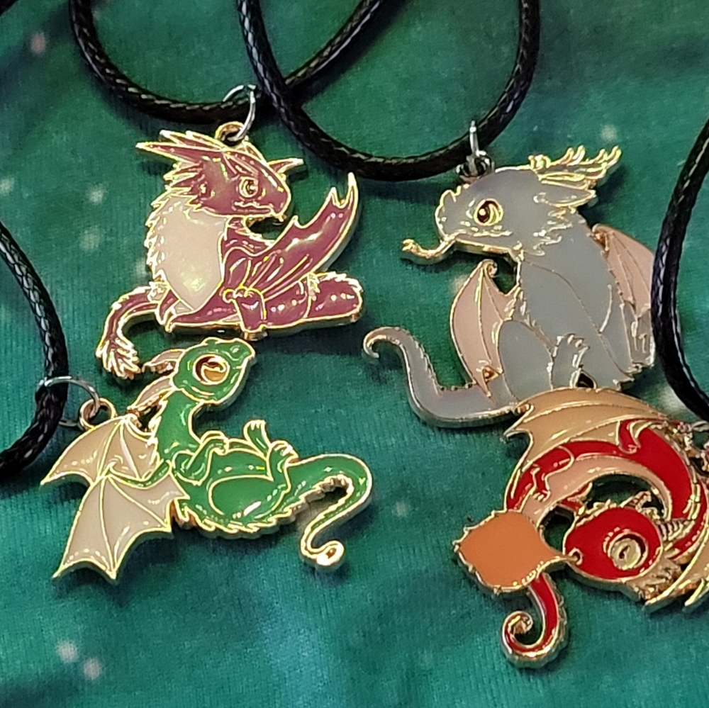4 Dragon Charm Necklaces